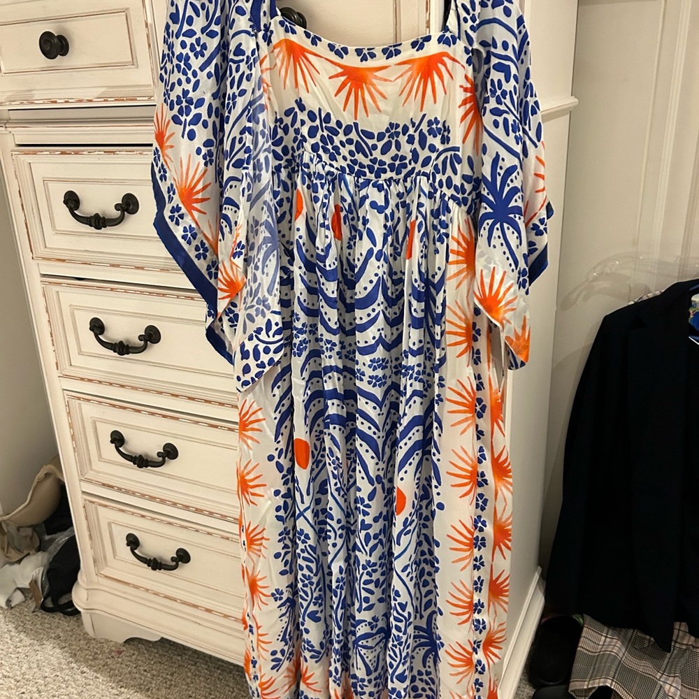 Gorgeous! Blue Afternoon Breeze Scarf Sleeve Midi Dress! This will turn heads! - Picture 5 of 5